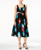 Calvin Klein Sleeveless Floral-print Midi Dress