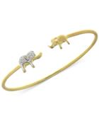 Wrapped Diamond Elephant Open Bangle Bracelet (1/6 Ct. T.w.) In Sterling Silver And 14k Gold-plate, Created For Macy's