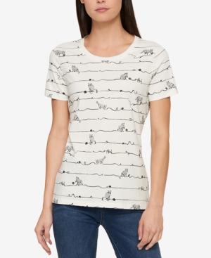 Tommy Hilfiger Cotton Cat-print T-shirt, Created For Macy's