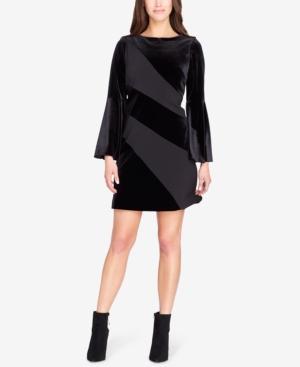 Tahari Asl Velvet & Crepe Bell-sleeve Dress