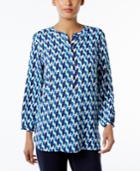 Jm Collection Printed Pleated-back Top, Only At Macy's