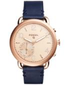Fossil Q Women's Tailor Blue Leather Strap Hybrid Smart Watch 40mm Ftw1128