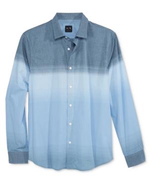 Armani Exchange Men's Long-sleeve Ombre Woven Shirt