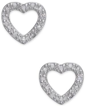 Diamond Open Heart Stud Earrings (1/10 Ct. T.w.) In Sterling Silver