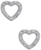 Diamond Open Heart Stud Earrings (1/10 Ct. T.w.) In Sterling Silver