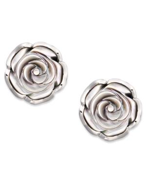 Sterling Silver Earrings, Cultured Tahitian Mother Of Pearl Flower Stud Earrings (18mm)