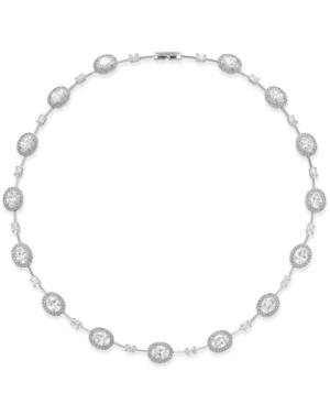 Eliot Danori Silver-tone Framed Crystal Open Oval Collar Necklace