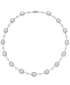 Eliot Danori Silver-tone Framed Crystal Open Oval Collar Necklace