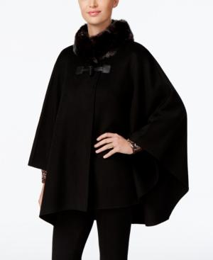 Jones New York Faux-fur-collar Double Faced Toggle Cape