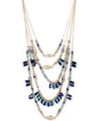 M. Haskell For Inc Gold-tone Blue Beaded Evil-eye Multi-layer Necklace, Only At Macy's