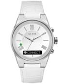 Guess Women's Connect White Leather Strap Smart Watch 43mm C0002mc1