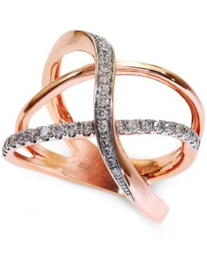 Effy Collection Modern Pave-set Diamond Ring (3/8 Ct. T.w.) In 14k Rose Gold