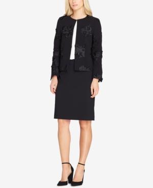 Tahari Asl Floral-applique Blazer
