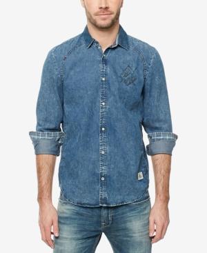 Buffalo David Bitton Men's Contrast-trim Denim Shirt