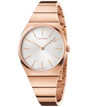 Calvin Klein Women's Swiss Supreme Rose Gold-tone Pvd Stainless Steel Bracelet Watch 33mm K6c2x646