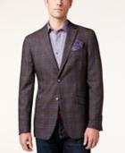 Tallia Men's Slim-fit Purple And Charcoal Plaid Sport Coat