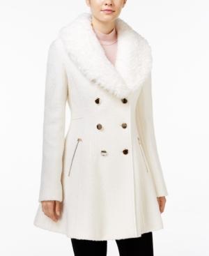 Guess Faux-fur-collar Skirted Walker Coat