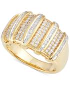 Diamond Multi-row Ring (1/2 Ct. T.w.) In 14k Gold-plated Sterling Silver