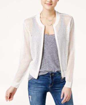 Ultra Flirt Juniors' Mesh Sweater Bomber