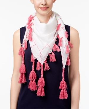 Steve Madden Running Stitch Tassel Square Scarf