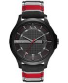 Ax Armani Exchange Men's Red Stripe Fabric Strap Watch 46mm Ax2197