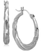 Beaded-edge Twist Hoop Earrings In 14k White Gold