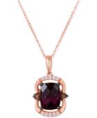 Le Vian Raspberry Rhodolite Garnet (2-3/4 Ct. T.w.), Diamond (1/10 Ct. T.w.) And Chocolate Diamond Accent Pendant Necklace In 14k Rose Gold