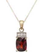 Garnet (2-3/8 Ct. T.w.) And Diamond Accent Pendant Necklace In 14k Gold