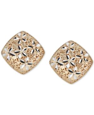 Two-tone Flower Filigree Stud Earrings In 14k Gold & White Gold