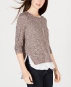 Bcx Juniors' Layered-look Ribbed Knit Top & Necklace