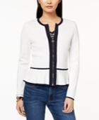 Tommy Hilfiger Zip-front Peplum Sweater, Created For Macy's
