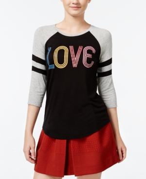 Rebellious One Juniors' Love Graphic Raglan
