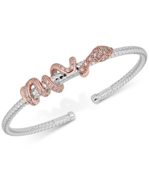 Diamond Snake Bracelet (1/3 Ct. T.w.) In Sterling Silver & 14k Rose Gold-plate
