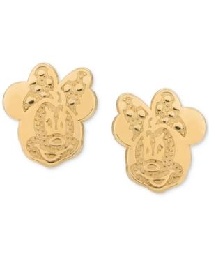 Disney Children's Minnie Mouse Head Stud Earrings In 14k Gold