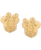 Disney Children's Minnie Mouse Head Stud Earrings In 14k Gold