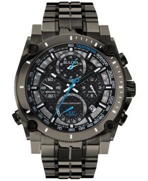 Bulova Men's Chronograph Precisionist Gray-tone Stainless Steel Bracelet Watch 47mm 98b229