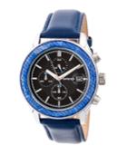 Breed Quartz Louis Silver And Black And Silver Leather Watches 42mm