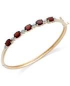 Garnet (3-3/4 Ct. T.w.) And Diamond Accent Bangle Bracelet In 18k Gold-plated Brass