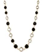 Anne Klein Gold-tone Jet And Glass Stone Long Necklace