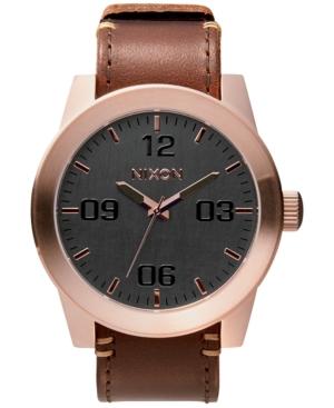 Nixon Men's Corporal Leather Strap Watch 48mm