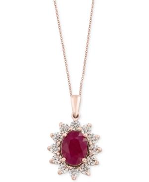 Amore By Effy Certified Ruby (1-9/10 Ct. T.w.) And Diamond (9/10 Ct. T.w.) Pendant Necklace In 14k Rose Gold