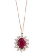 Amore By Effy Certified Ruby (1-9/10 Ct. T.w.) And Diamond (9/10 Ct. T.w.) Pendant Necklace In 14k Rose Gold