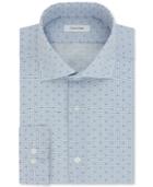 Calvin Klein Men's Steel Slim-fit Non-iron Performance Blue Ck Logo Print Dress Shirt, Only At Macy's