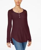 American Rag Juniors' Lace Contrast Henley, Only At Macy's