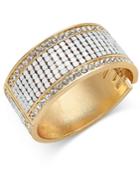 Thalia Sodi Gold-tone White Bead And Crystal Hinged Bangle Bracelet, Only At Macy's