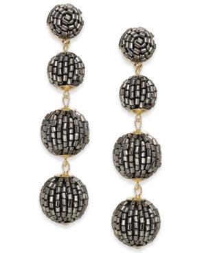 Inc International Concepts Gold-tone Beaded Pom Pom Drop Earrings, Created For Macy's