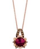 Le Vian Raspberry Rhodolite (1-3/4 Ct. T.w.) & Diamond (1/5 Ct. T.w.) 18 Pendant Necklace In 14k Rose Gold