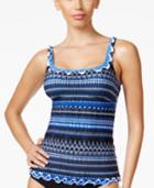 Profile By Gottex Indigo Girl Ruffled Tankini Top Women's Swimsuit