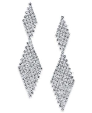 Inc International Concepts Silver-tone Crystal Mesh Drop Earrings, Created For Macy's