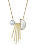 Lucky Brand Two-tone Imitation Pearl Sculptural Pendant Necklace